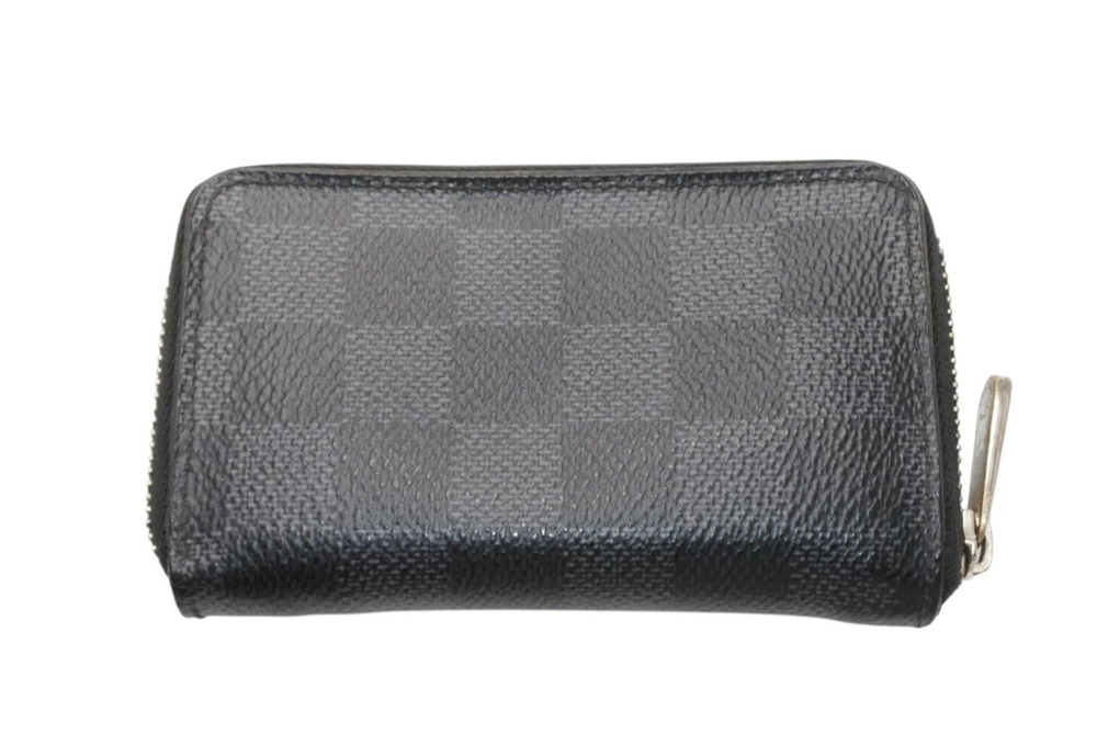 LOUIS VUITTON Zippy Wallet Coin Damier Graphite Black Silver
